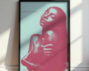 Sade Love Deluxe Poster, Sade Adu Wall Art, Soul Music Album Print, Pink Bedroom Decor, R&B Singer Fan Gift, Vintage Music Artwork Print Art