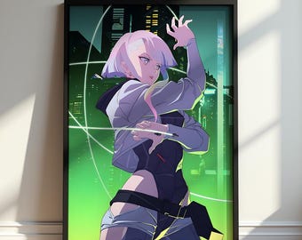 Lucy Cyberpunk Edgerunners Poster, Neon Anime Wall Art, Futuristic Night City Print, Gamer Bedroom Decor, Sci-Fi Fan Gift, Manga Artwork