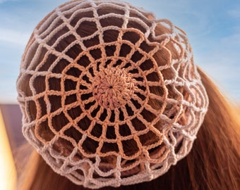 Crochet mesh hat Spider web hippie beanie Summer beret crochet slouchy hat Crochet hair net