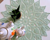 Mint green round crochet doily Fall table decor Lace tablecloth Cake table ideas centerpiece Bridesmaid Christmas gift idea for mom sister