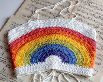 Crochet rainbow top women Pride tank top Gay pride outfit crochet halter top bikini