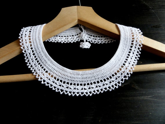 Crochet Collar White Fake Collar Peter Pan Collar Necklace Etsy