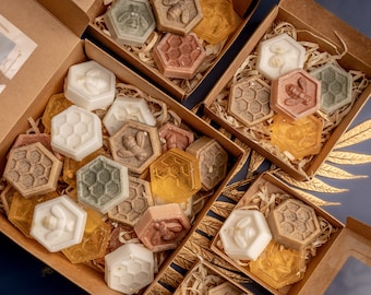 Goat milk mini soap bars Self care gift box Honeycomb Bulk wedding favors Gift under 10