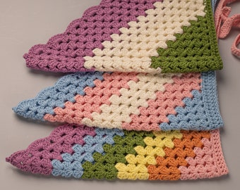 Crochet pride bandana Rainbow triangle head scarf Pride flag headscarf