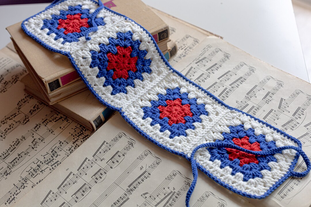 Red White and Blue Headband Crochet Granny Square Headband for Etsy