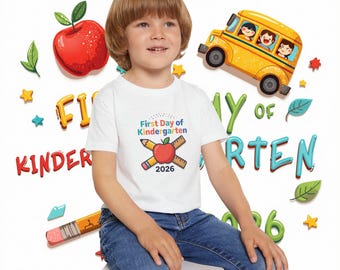 First Day of Kindergarten 2026 Toddler T-Shirt | Apple Pencil Ruler Design