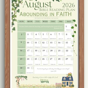 Bijbelleesplan voor augustus 2026 (printbaar) | 31-daagse christelijke devotional | Geloofsstudiekalender (pdf)