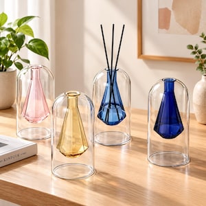 Minimalist Glass Reed Diffuser Bottle, Colored Geometric Aromatherapy Vessel, Modern Home Decor, Essential Oil Diffuser Container
