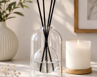 Bottiglia diffusore di fragranze in vetro trasparente con bastoncini, vaso minimalista per profumare la casa (130 ml 200 ml)