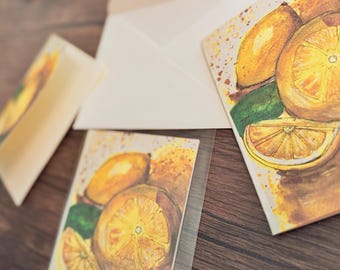 Golden Lemons | Original Watercolor Greeting Card