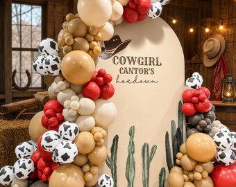 152 Piece Red Cow Balloon Garland Kit-Cowgirl Party Decorations