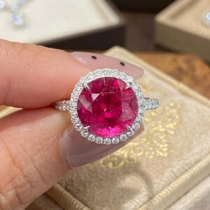 Lab Created Pink Ruby Ring, Pink Ruby Silver Ring, 925 Sterling Silver Ring, Pink Gemstone Ring, Handmade Ring for Her, Gift