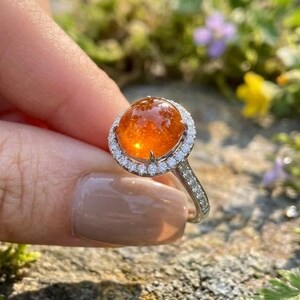 Simulated Orange Garnet Ring in 925 Sterling Silver – Faux Spessartine Garnet Ring – Oval Cut Engagement Ring – Unique Gift for Her