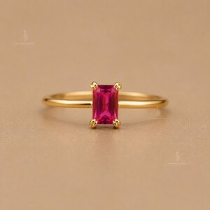 Lab Created Ruby Ring, Ruby Silver Ring, Synthetic Ruby Ring, Red Gemstone Ring, 925 Sterling Silver Ring, Statement Ring, Gift for Her