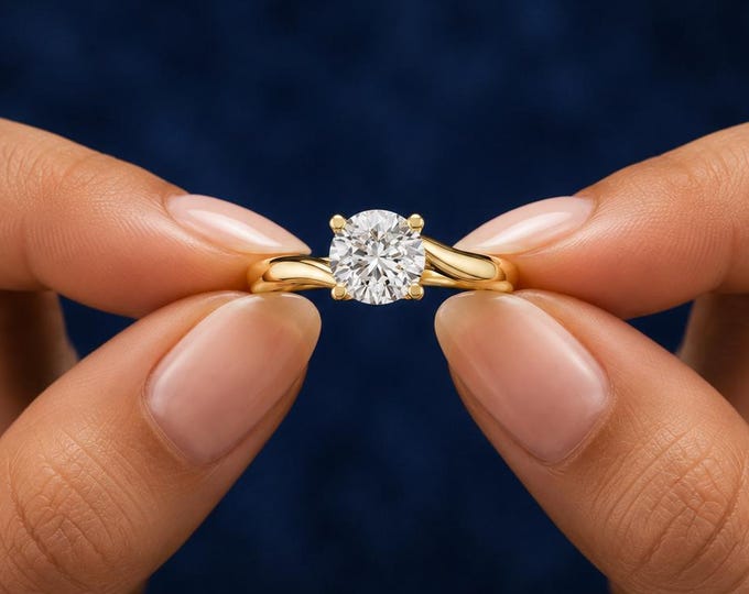 0.50 CT Round Lab Grown Diamond Twisted Solitaire Engagement Ring in Rose White Yellow Gold