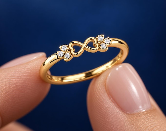 Infinity Heart Ring, Dainty Promise Ring, Romantic Love Jewelry, Anniversary Gift, Women's Ring