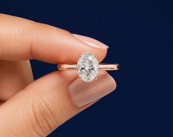 2 CT Oval Hidden Halo Lab Grown Diamond Cathedral Solitaire Rose Gold Engagement Ring