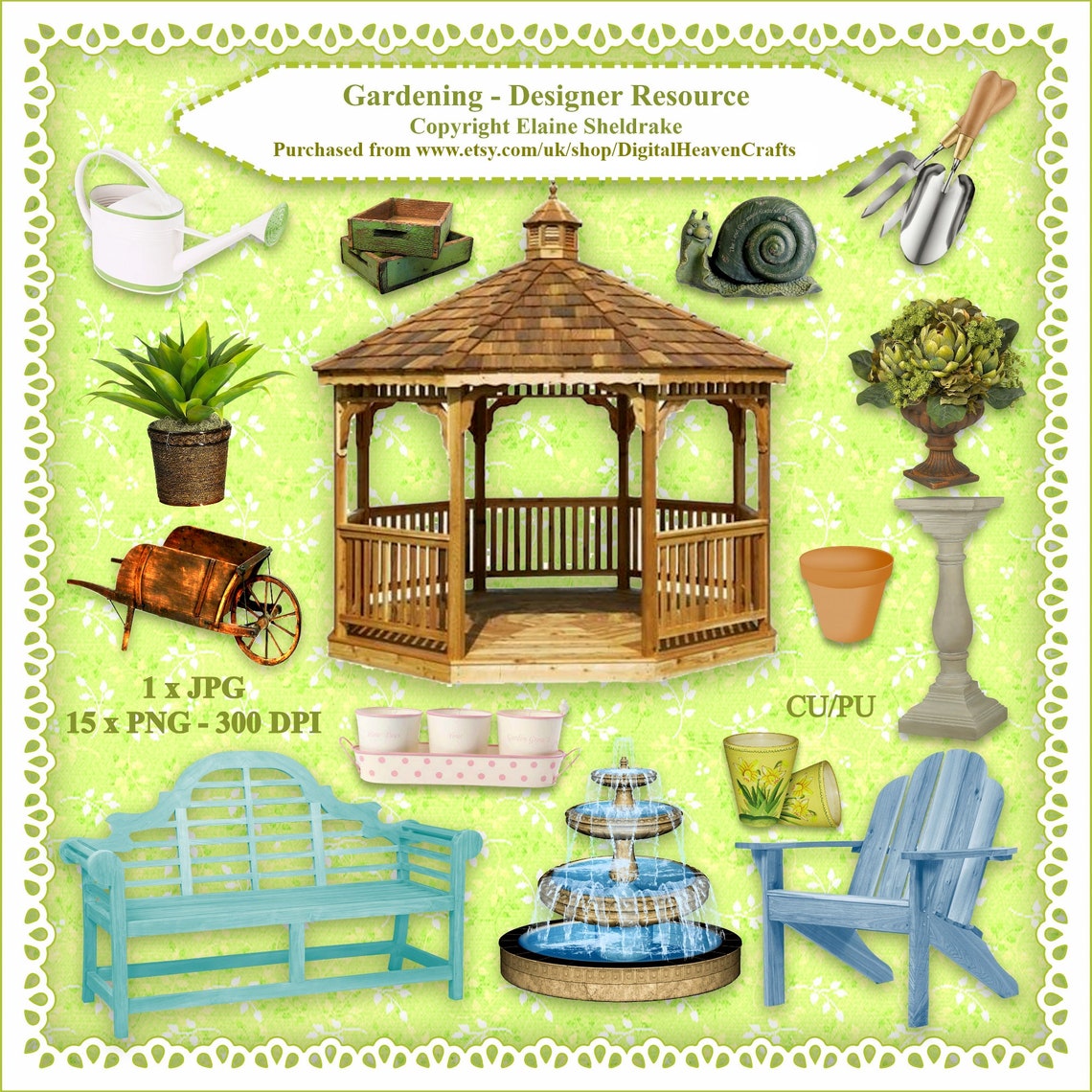 Printable PNG Clipart Gardens &amp; Gardening Set One CU PU - Etsy UK