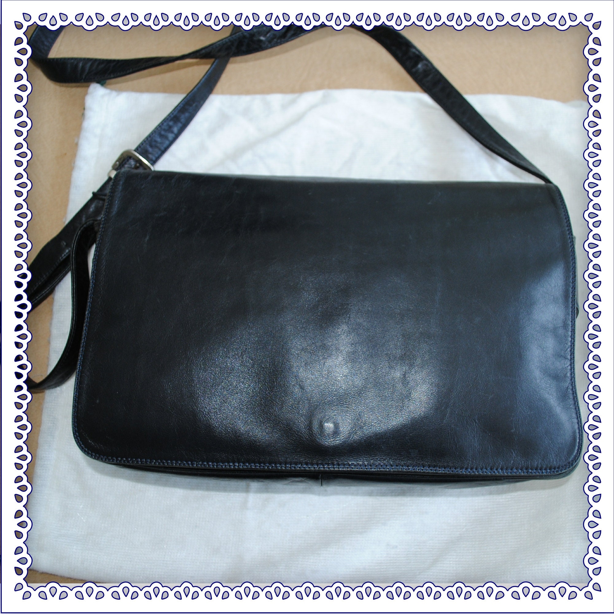 Large Carolina Herrera Black Tassel Accent Crossbody/Shoulder Bag