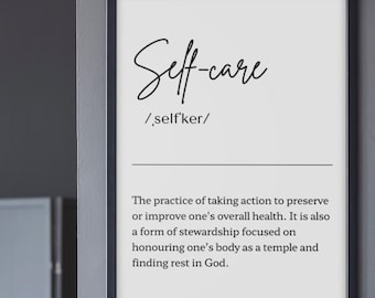 Self-care Quote Print Home Sign Digital Download Home Decor Wall Art Therapy and Christian Women Inspirational Gift for Under 10 Dollars
