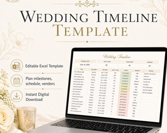 Wedding Timeline Template, Wedding Day Schedule Spreadsheet, Wedding Planning Timeline