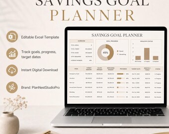 Sparzielplaner, Spar-Tracker-Tabelle, Budgetvorlage für Sparziele, Finanzplaner