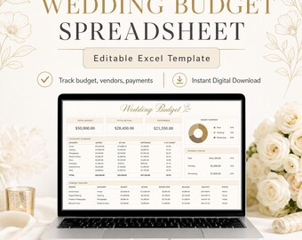 Hochzeitsbudget-Tabelle, Ausgabenübersicht, Anbieterplaner (Digitaler Download)