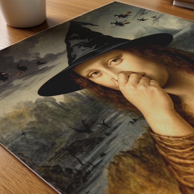 Funny Mona Lisa Witch Halloween Toilet Paper Parody Print Wall Art ...