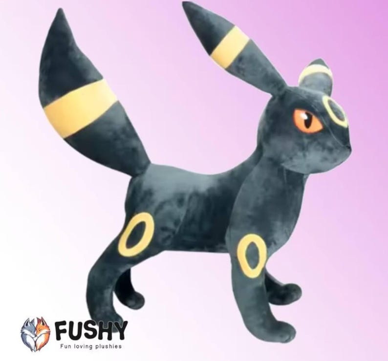 Large Umbreon plush, one of Fushy's made-to-order companions