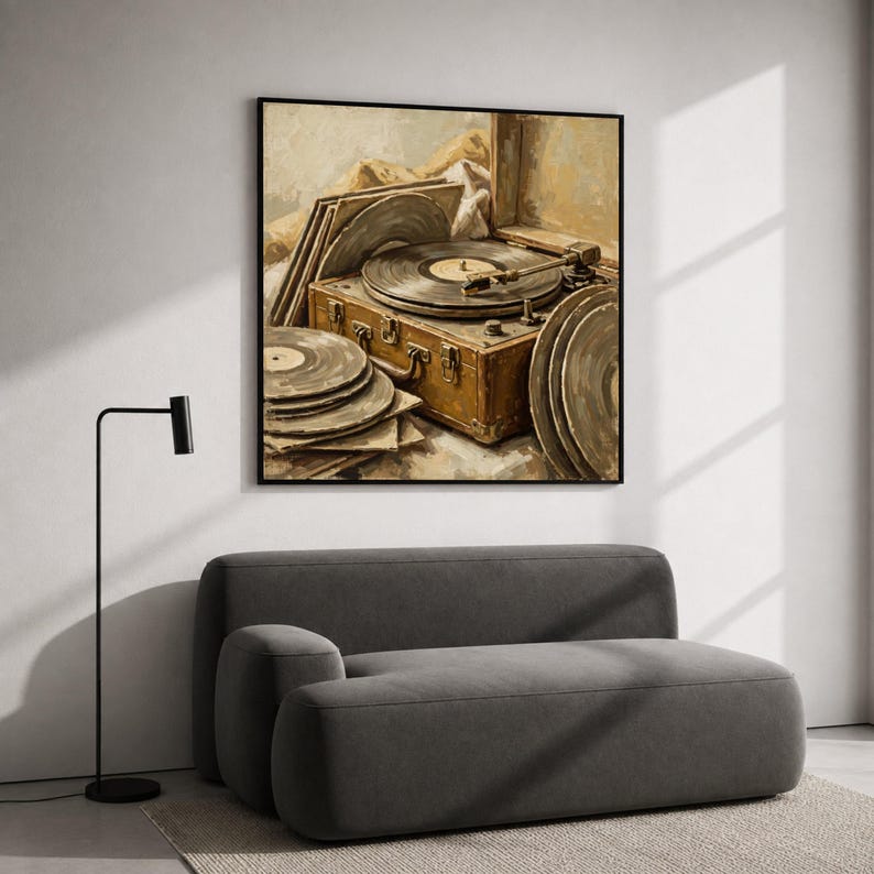 Vintage Record Player Canvas Wall Art, Retro Vinyl Music Decor, Classic ...