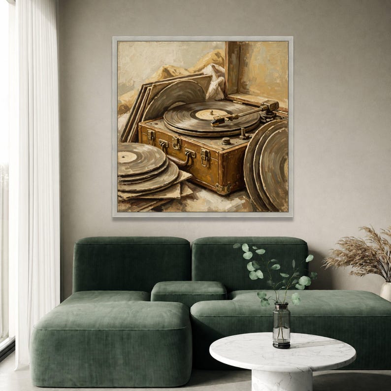 Vintage Record Player Canvas Wall Art, Retro Vinyl Music Decor, Classic ...