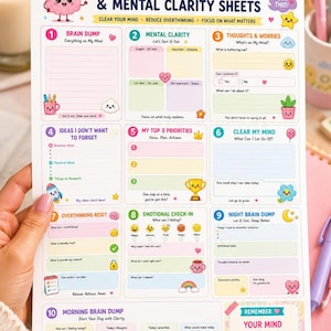 Brain Dump Worksheet | Mental Clarity Printable | Overthinking Journal | Mindset Reset Sheets | Self Care PDF