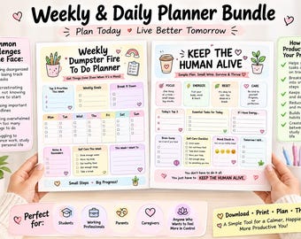Weekplanner in de vorm van een vuurzee | Grappige takenlijst, zelfzorg (digitale download PDF)