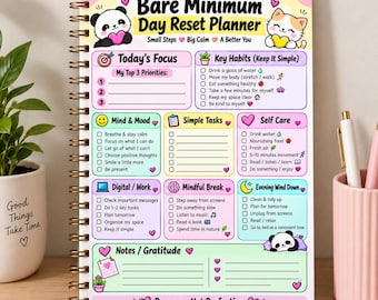 Basisplanner voor een dagherstart, ADHD, laag energieniveau, milde productiviteit (digitale download)