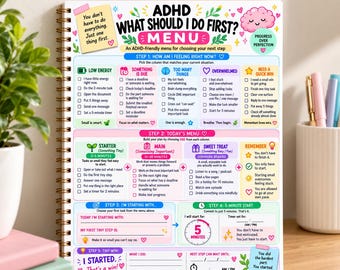 Menu de tâches adapté aux personnes atteintes de TDAH | Fiche d'activité de démarrage en 5 minutes (à imprimer)