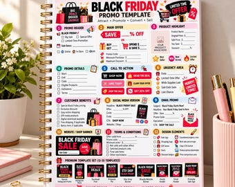Black Friday Promo Planner Template | Social Media, Email, Website Kit (Digital Download)