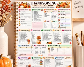 Printable Thanksgiving Planner: Menu, Recipes, Decor, Checklists (instant Download)