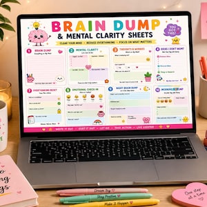 Brain Dump Worksheet | Mental Clarity Printable | Overthinking Journal | Mindset Reset Sheets | Self Care PDF
