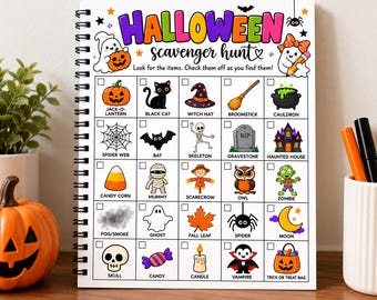 Búsqueda del tesoro de Halloween para imprimir, juego de actividades para interiores y exteriores (PDF)