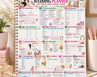 Complete Wedding Planner Printable, Floral Binder Template (Digital Download)