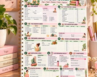 Printable Yoga Class Planner, Pilates & PT Teacher Organizer (A4/US Size)