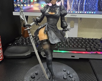 2B Inspired Collectible Figure | NieR Automata | 25cm 3D Printed & Hand Painted Gaming Statue | Fan Art Display Figure