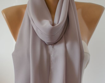 Gray Scarf, Light gray Scarf, Spring Scarf, grey scarf, Chiffon scarf, Summer Scarf, Pareo, Shawl Scarf Women Accessories for her for mom