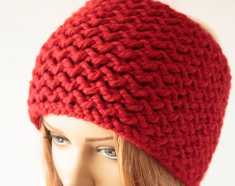 Red headband  knit headband earwarmer headwrap Wide hedband Winter headband hairband Gift for Her Free Shipping  Fashion Women Accessories