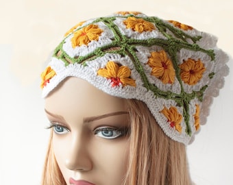 Spring  Bandana, Daisy Headband, Hair Scarf,  Spring Headband Summer  Kerchief  Mother's Day Gift for Her Fashion Women Accessoriess