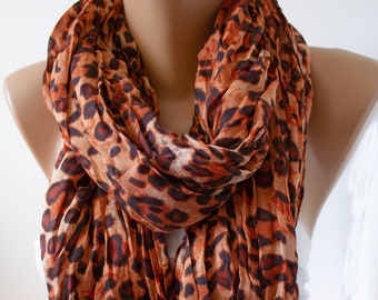 NEW Crinkle Scarf Leopard Pattern  Scarf Colorful  Fall Scarf Winter Scarf  Animal Print Christmas Gift Scarf Fashion Women Accessories