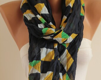 Colorful geometric pattern crinkle Scarf Shawl Gift Ideas For Her Women Fashion Accessories