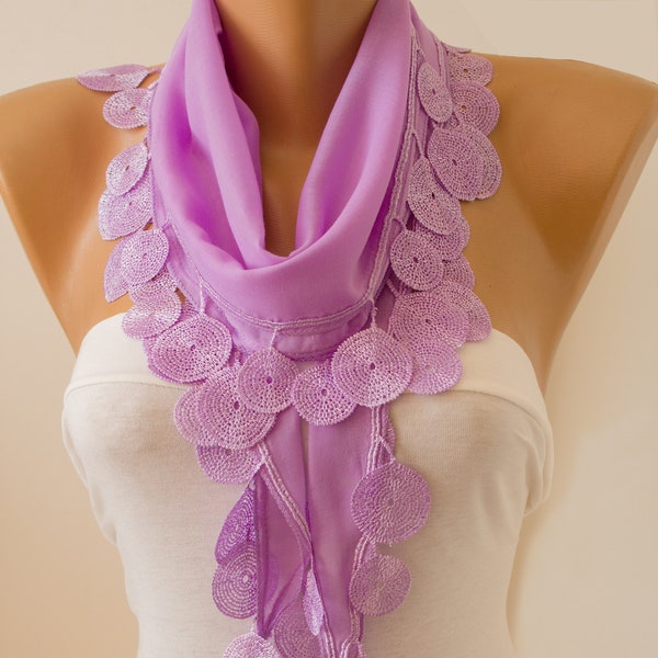 NEW Lilac Lavender Lace Scarf Spiral circle Lace Scarf Spring Summer lace Scarf Christmas gift Fashion Women Accessories ForHer  DIDUCI