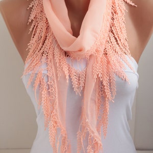 Salmon Spring Summer Coral Scarf Lace Scarf Cotton Scarf Cotton Scarf Fashion Women Accessories Mother's Day Gift For Her for Mom DIDUCI image 1