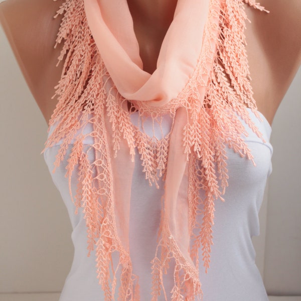 Salmon Spring Summer Coral Scarf - Lace Scarf Cotton Scarf Cotton Scarf Fashion Women Accessories Mother's Day Gift For Her for Mom DIDUCI